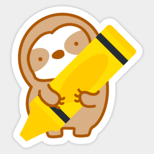 Cute Yellow Crayon Sloth Sticker